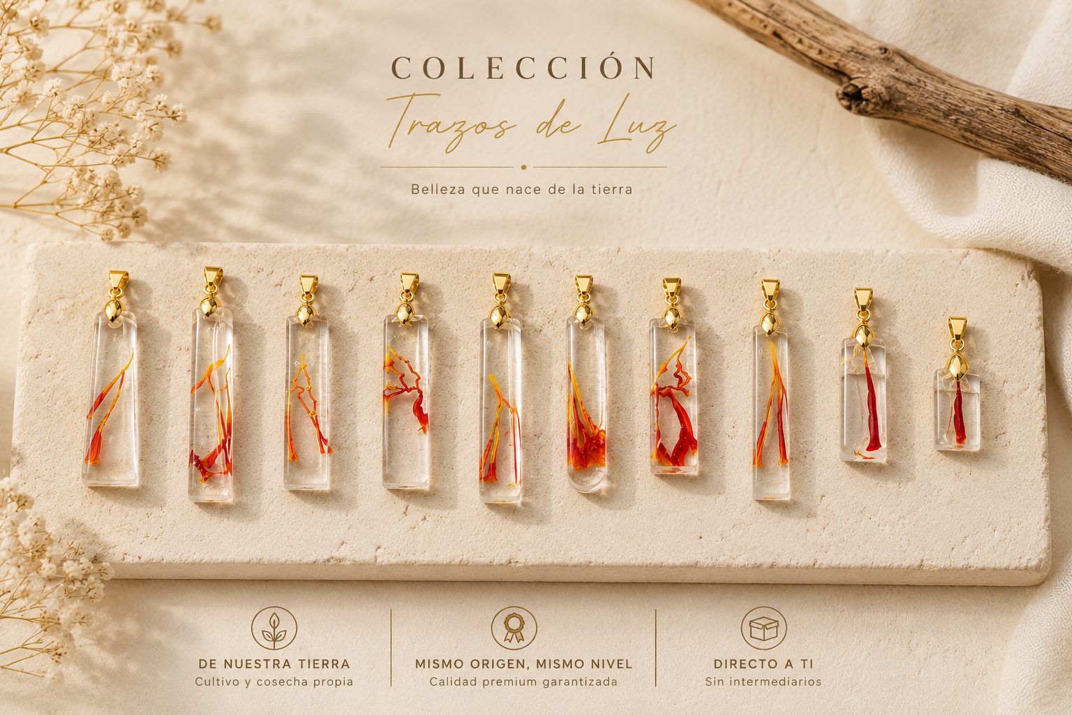 Colgante Azafrán · Trazos de Luz
